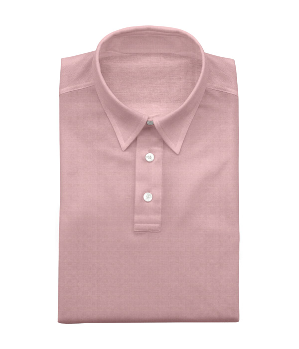 綿ナイロン ピンク スムース 無地 ポロシャツ