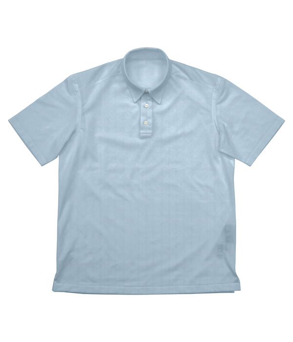 綿ナイロン サックス スムース 無地 ポロシャツ