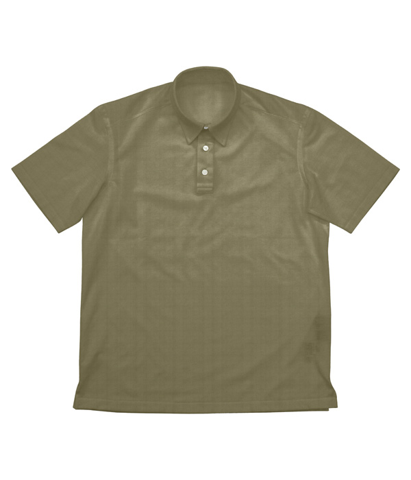 綿ナイロン カーキ スムース 無地 ポロシャツ