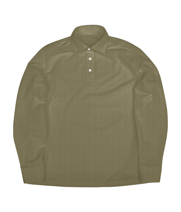 綿ナイロン カーキ スムース 無地 ポロシャツ