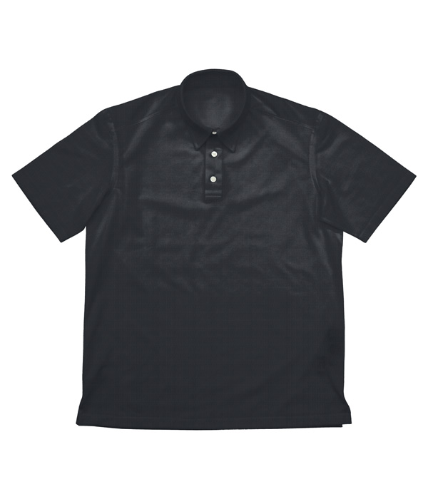 綿ナイロン ブラック スムース 無地 ポロシャツ