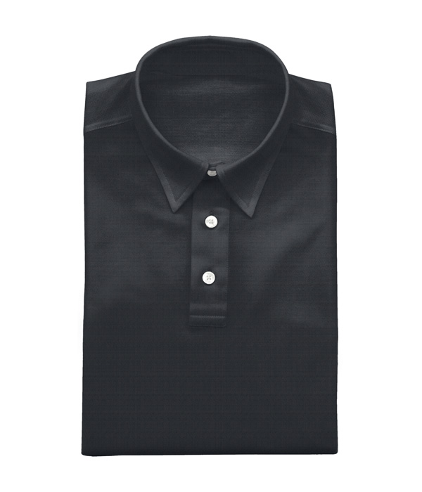 綿ナイロン ブラック スムース 無地 ポロシャツ