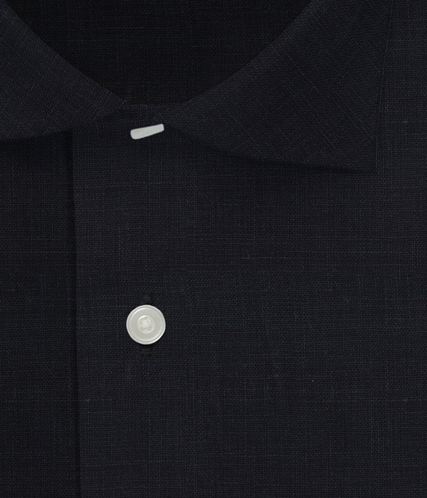 【まとめ買い対象】リネンネイビー無地シャツ