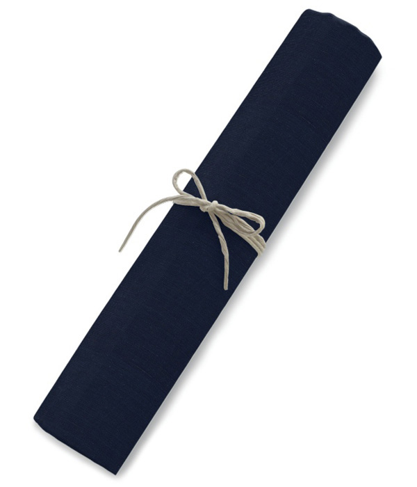 【まとめ買い対象】綿麻ネイビー無地シャツ