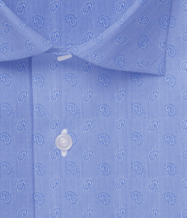 【まとめ買い対象】ブルーペイズリー柄シャツ