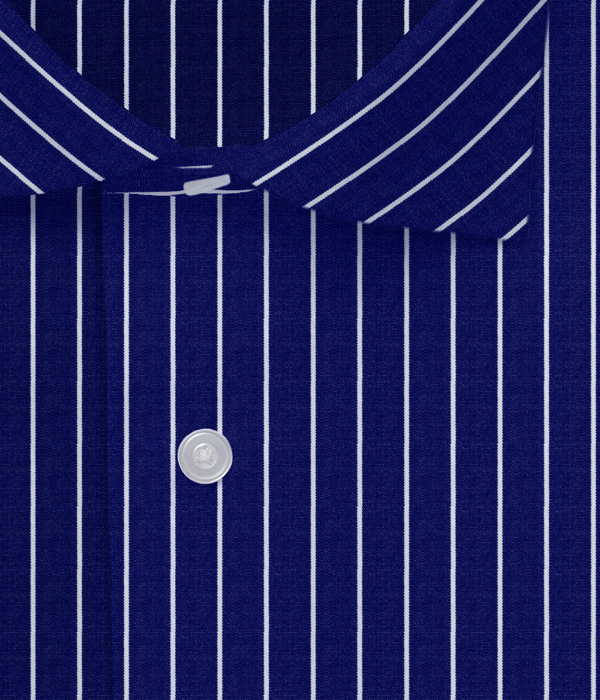 【まとめ買い対象】100/2ネイビーブロードストライプシャツ