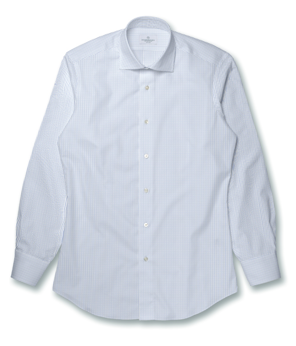 【Weekdays】綿100% サックス チェック ドレスシャツ