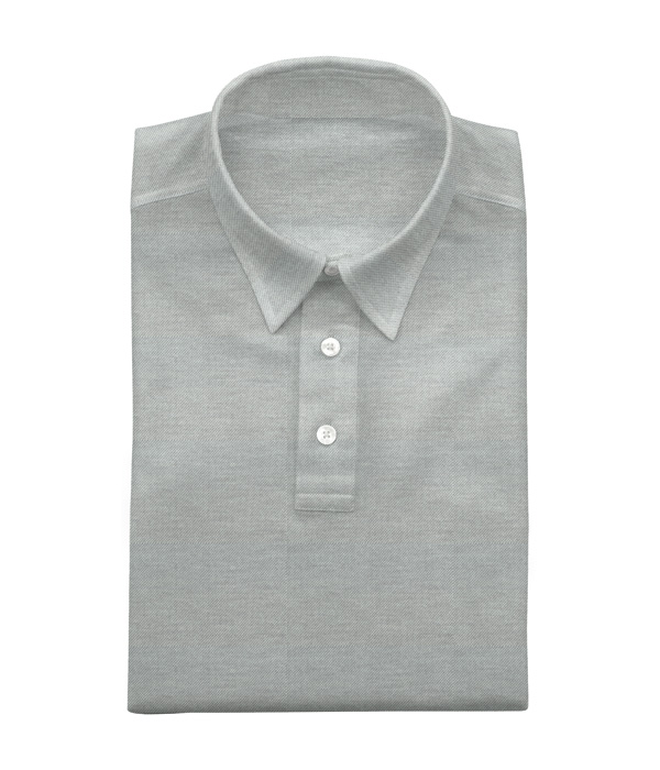 【COOLMAX】ポリ100％ ライトグレー 鹿の子 無地 ポロシャツ