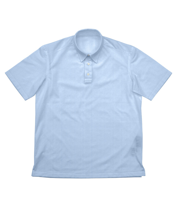 【COOLMAX】綿ポリ サックス 鹿の子 無地 ポロシャツ