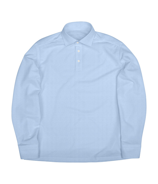 【COOLMAX】綿ポリ サックス 鹿の子 無地 ポロシャツ