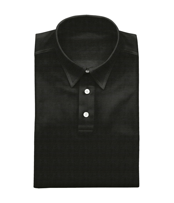 【COOLMAX】綿ポリ ブラック 鹿の子 無地 ポロシャツ