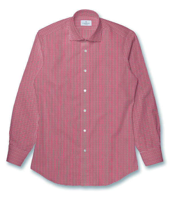 【まとめ買い対象】Albini リネンレッドギンガムチェックシャツ