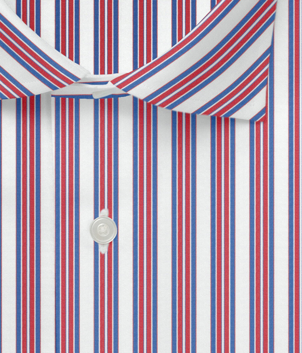 【まとめ買い対象】THOMAS MASON レッド×ブルーブロードストライプシャツ