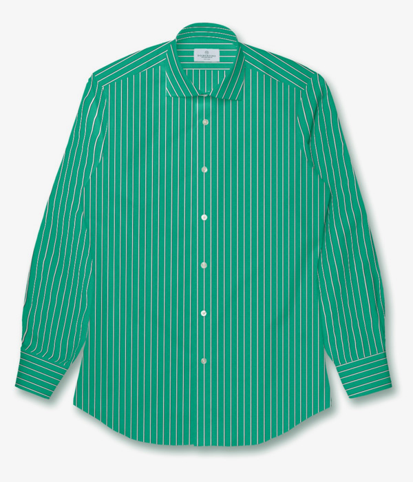 【まとめ買い対象】THOMAS MASON グリーンブロードストライプシャツ