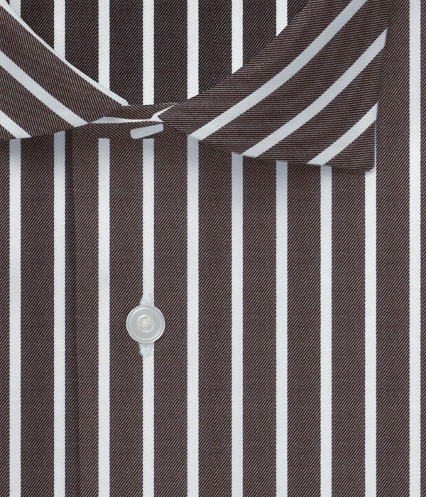 【まとめ買い対象】Albini ブラウンツイルストライプシャツ