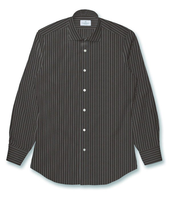 【まとめ買い対象】IMPORT ブラウンブロードストライプシャツ