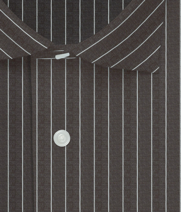 【まとめ買い対象】IMPORT ブラウンブロードストライプシャツ