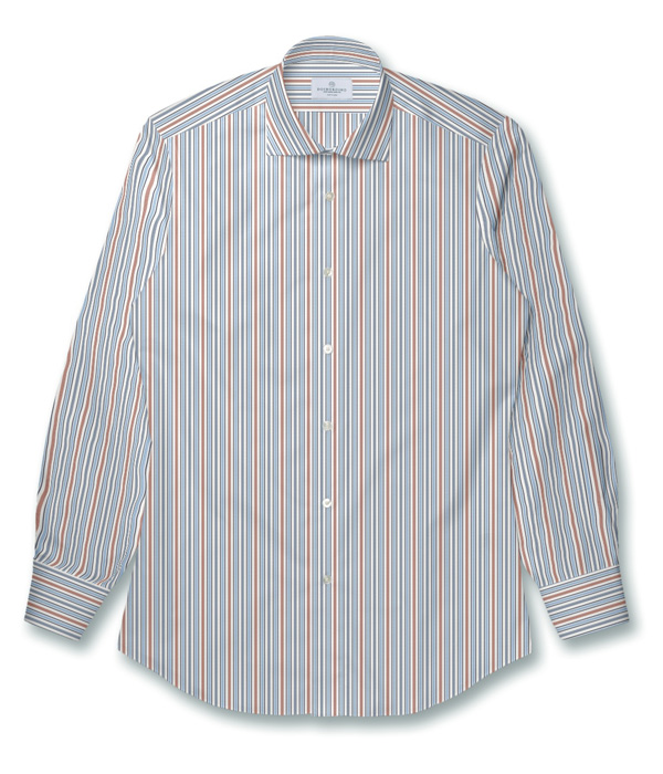 【まとめ買い対象】THOMAS MASONレッド×ネイビードビーストライプシャツ