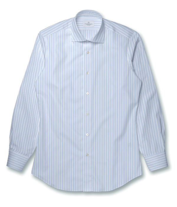 【まとめ買い対象】ALBINIサテンサックスストライプシャツ