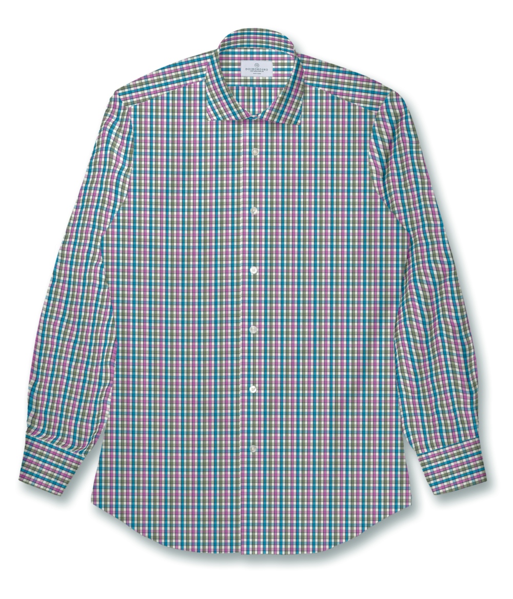 【まとめ買い対象】THOMAS MASONピンク（マルチ）ブロードチェックシャツ