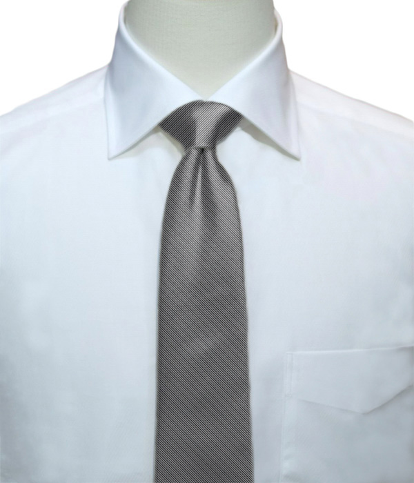 【国産】チャコールグレー ソリッド ネクタイ