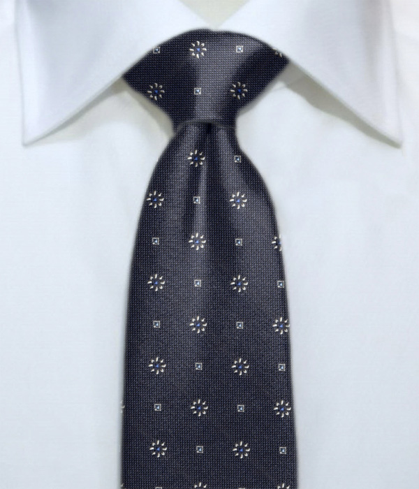 【国産】ネイビー 小紋柄 ネクタイ