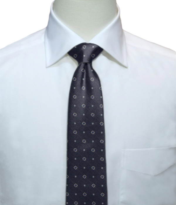 【国産】ネイビー 小紋柄 ネクタイ