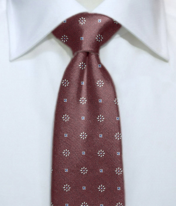 【国産】レッド 小紋柄 ネクタイ