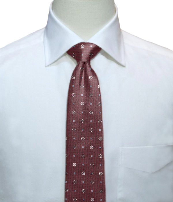 【国産】レッド 小紋柄 ネクタイ