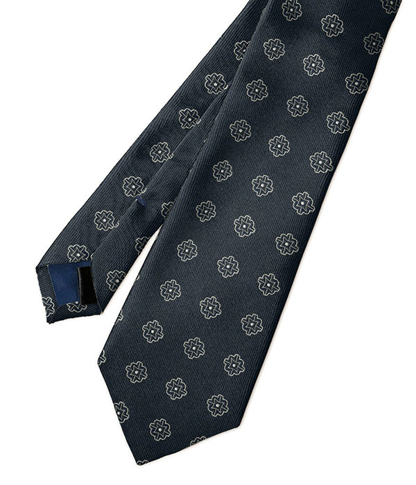 【国産】ネイビー 小紋柄 ネクタイ