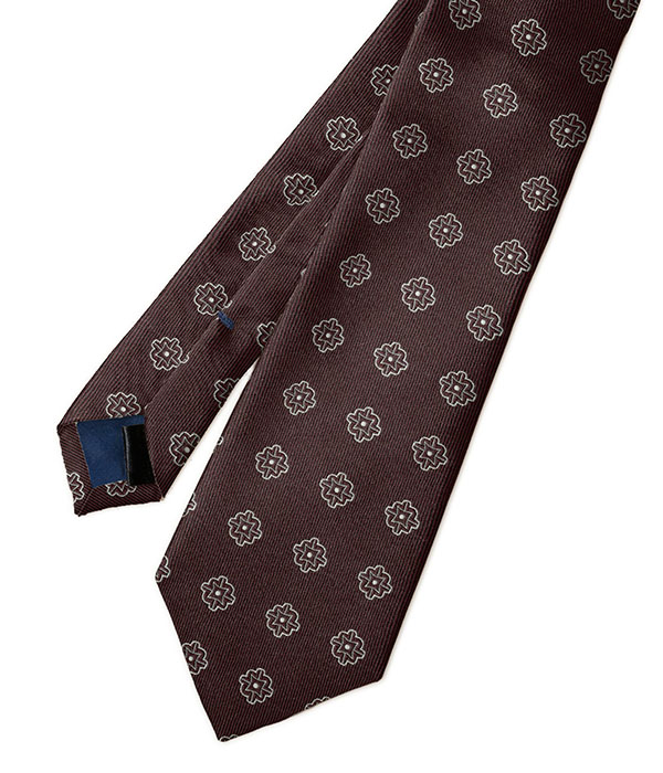 【国産】ボルドー 小紋柄 ネクタイ
