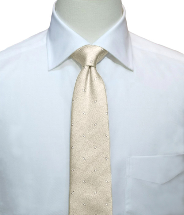 【インポート】ライトベージュ モチーフ柄 ネクタイ