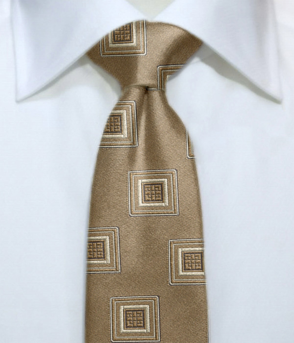 【インポート】ブラウン モチーフ柄 ネクタイ