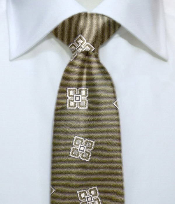 【インポート】モスグリーン モチーフ柄 ネクタイ