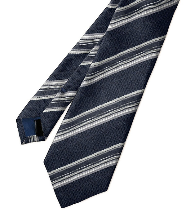 【国産】ネイビー レジメンタル ネクタイ