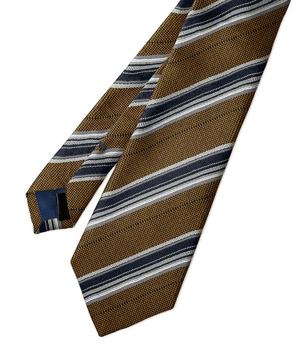 【国産】ブラウン レジメンタル ネクタイ