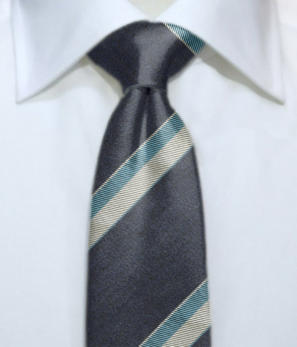 【インポート】ネイビー×サックス レジメンタル柄 ネクタイ