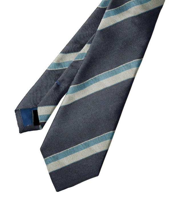 【インポート】ネイビー×サックス レジメンタル柄 ネクタイ