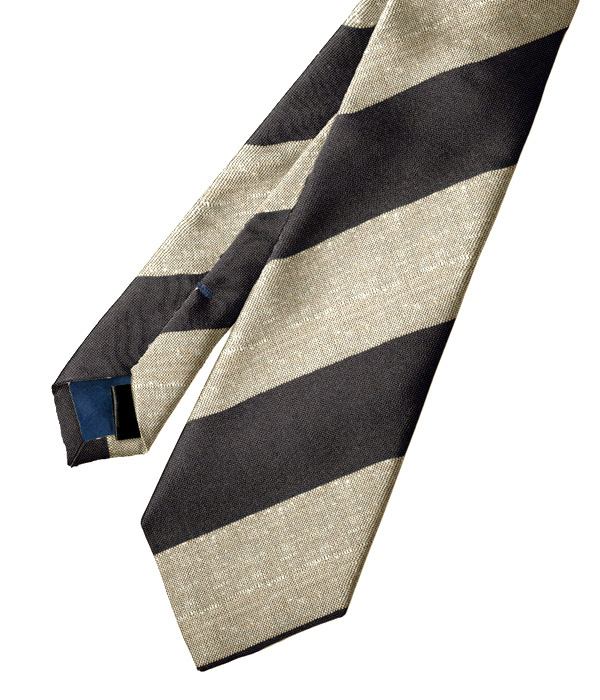 【インポート】ネイビー×ベージュ レジメンタル柄 ネクタイ