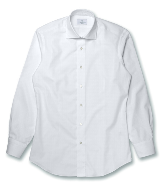【THOMAS MASON｜JOURNEY】イージーケア ホワイト マイクロツイル ドレスシャツ（Easy Order）