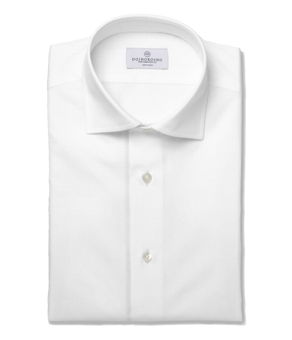 【Weekdays】綿100%形態安定 ホワイト ブロード 無地 ドレスシャツ
