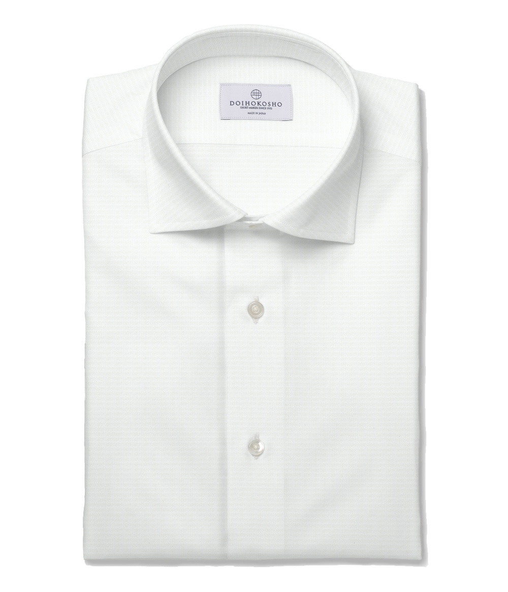 【Weekdays】綿100%形態安定 ホワイト ピンポイントオックス 無地 ドレスシャツ