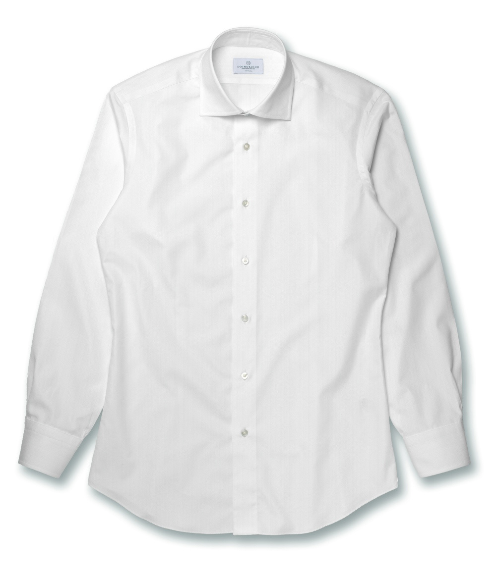 【Weekdays】綿100%形態安定 ホワイト ドビーストライプ ドレスシャツ