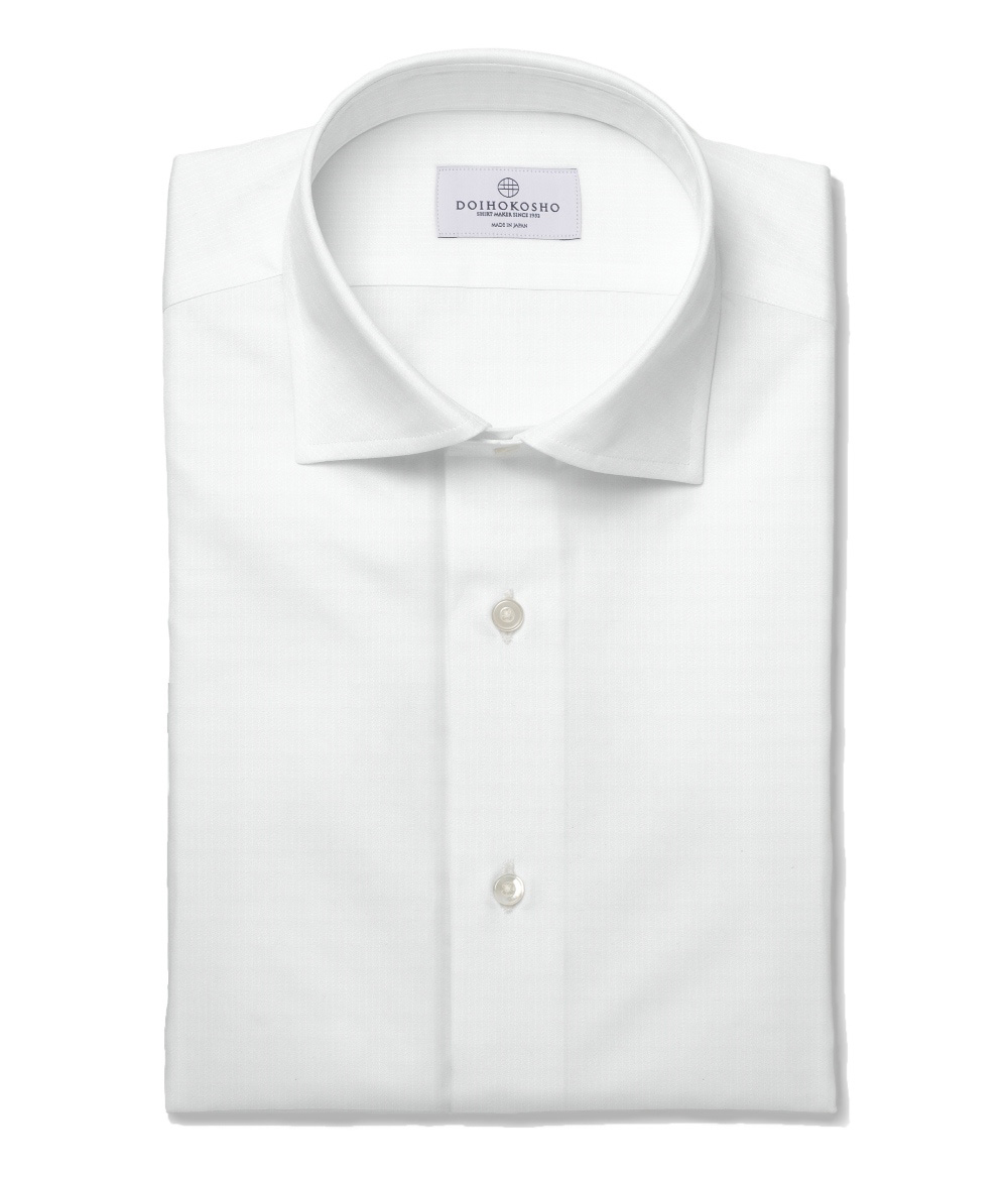 【Weekdays】綿100%形態安定 ホワイト ドビーストライプ ドレスシャツ