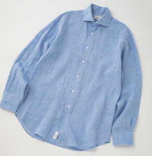 ALBINI リネンサックスシャツ